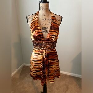 Donna Ricco Strapless Top Size 6 Bonze Color Tones